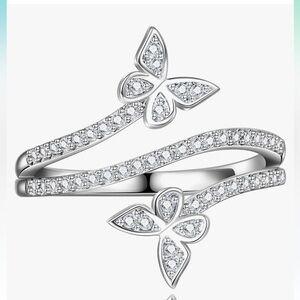 Elegant Silver wrap Butterfly Ring